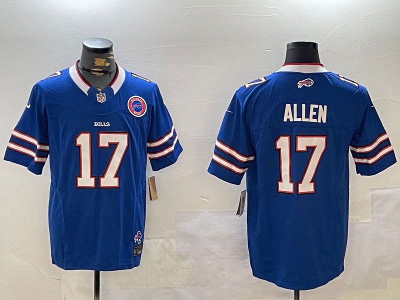 Men Buffalo Bills #17 Allen Blue Three generation 2024 Nike Limited NFL Jersey style 3